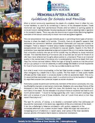 Memorials After Suicides: Guidelines for Schools and Families