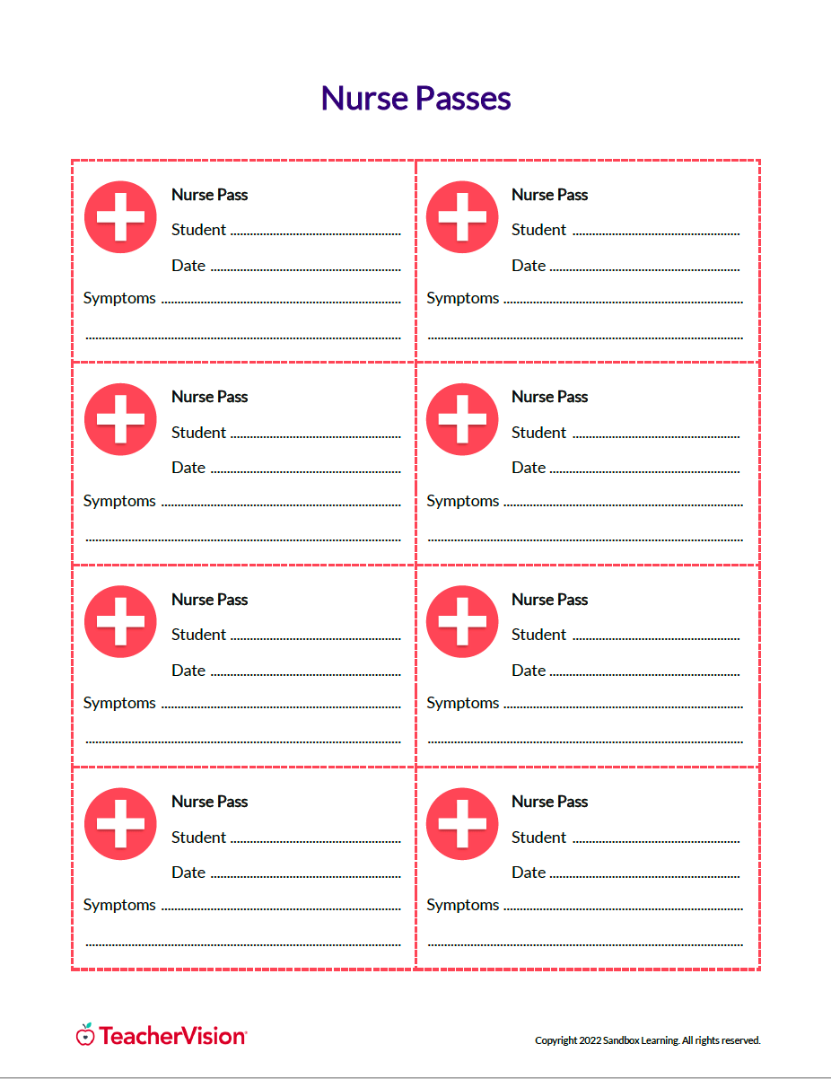 School Nurse Passes for Students