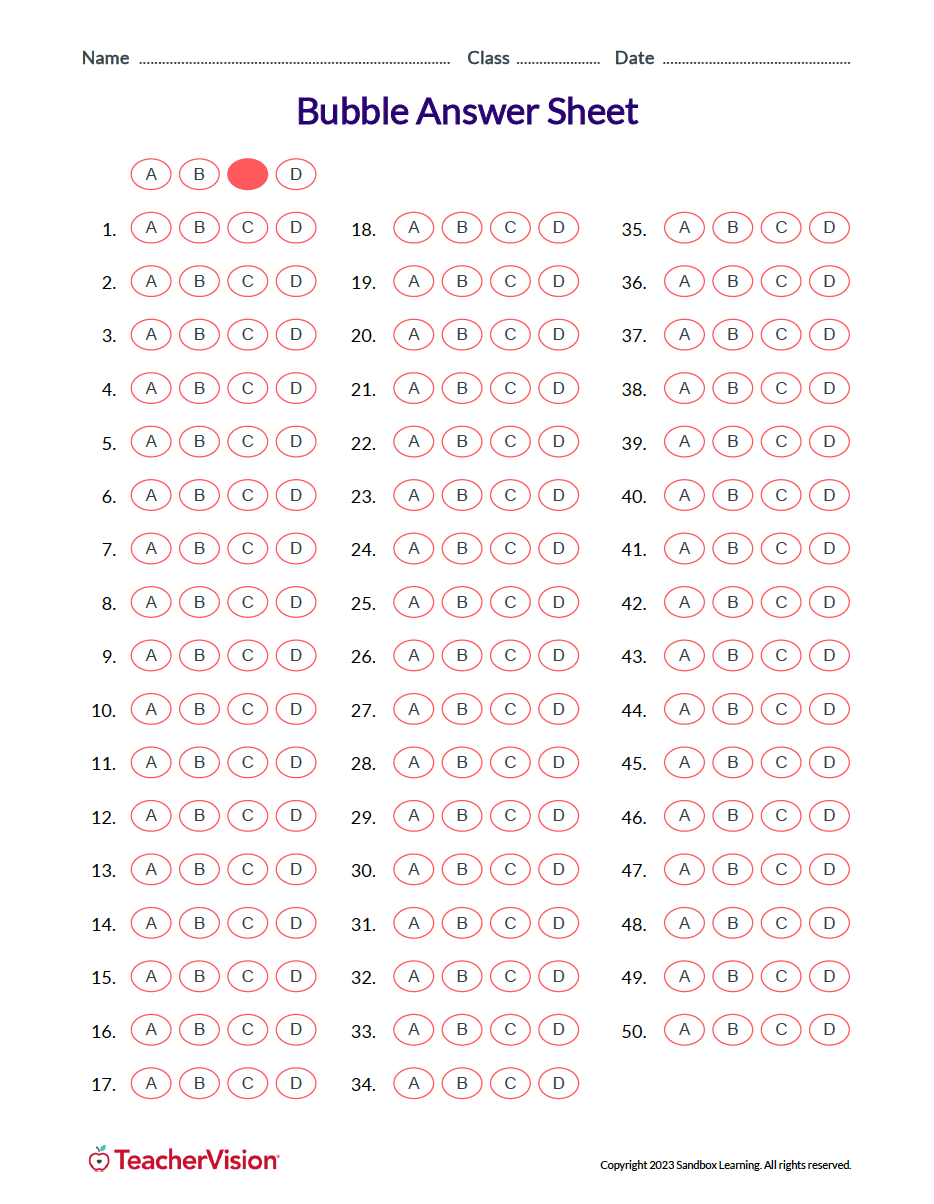 Bubble Answer Sheet