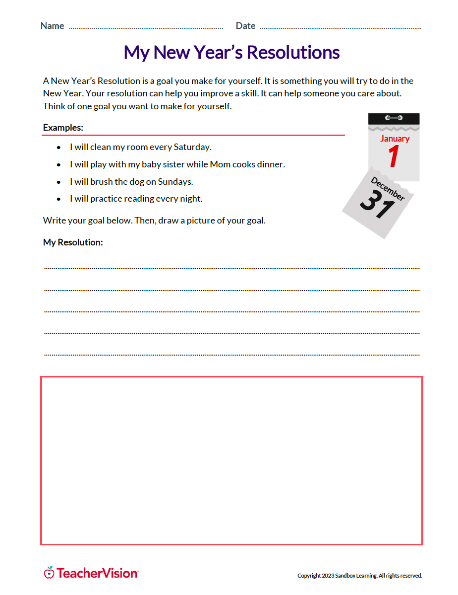 New Year's Resolution for Grades K-2