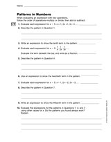 Patterns in Numbers: Beginning Algebra Concepts (Gr .6)