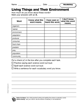 Living Things and Their Environments: Vocabulary