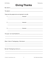 Giving Thanks Writing Activity