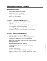 Cooperative Learning Checklist