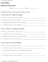 Regions by Rail Worksheet