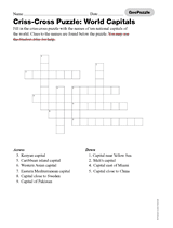 Criss-Cross Puzzle: World Capitals