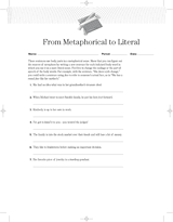 From Metaphorical to Literal -- Vocabulary Lesson