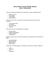 Harry Potter and the Deathly Hallows: Quiz 1 (Advanced)