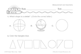 Math Warm-Up 125 for Gr. 1 & 2: Measurement & Geometry
