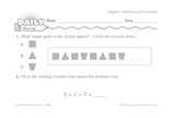 Math Warm-Up 259 for Gr. 1 & 2: Algebra, Patterns & Functions