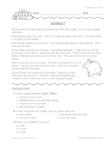 Science Reading Warm-Up: Mammals (Grade 2)