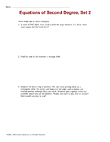 Equations of Second Degree, Set 2