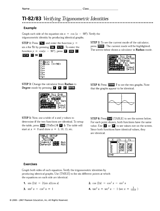 TI-82/83 Verifying Trigonometric Identities