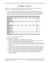 My Budget: Using Excel