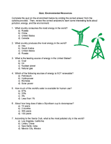 Green Living Quiz: Environmental Resources