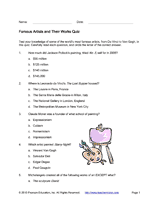 Famous Artists and Their Works Quiz